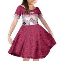 Personalized Adi Cakobau School Kid Short Sleeve Dress With Fijian Tapa Pattern LT05 KID Pink - Polynesian Pride