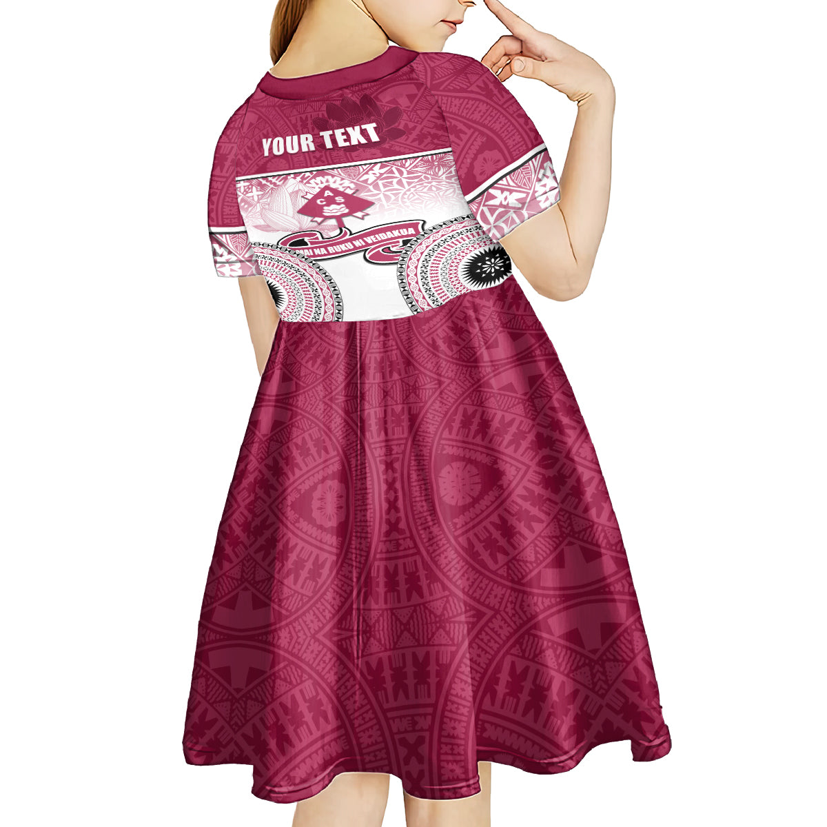 Personalized Adi Cakobau School Kid Short Sleeve Dress With Fijian Tapa Pattern LT05 - Polynesian Pride