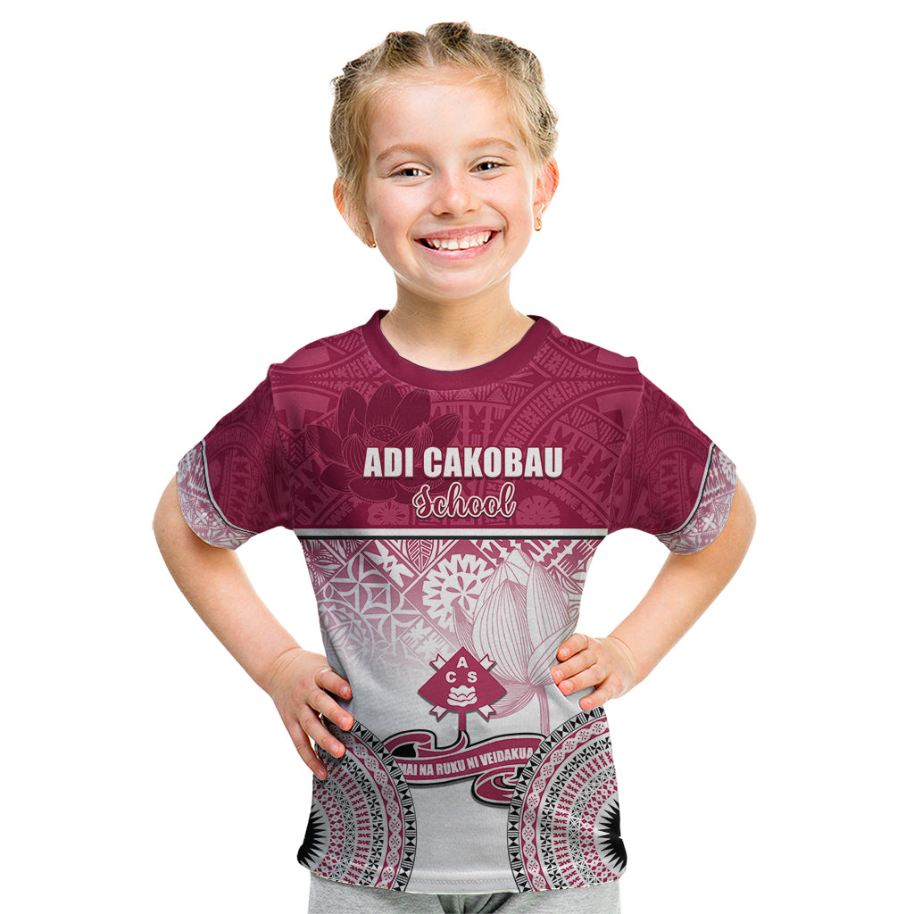 Personalized Adi Cakobau School Kid T Shirt With Fijian Tapa Pattern LT05 Pink - Polynesian Pride