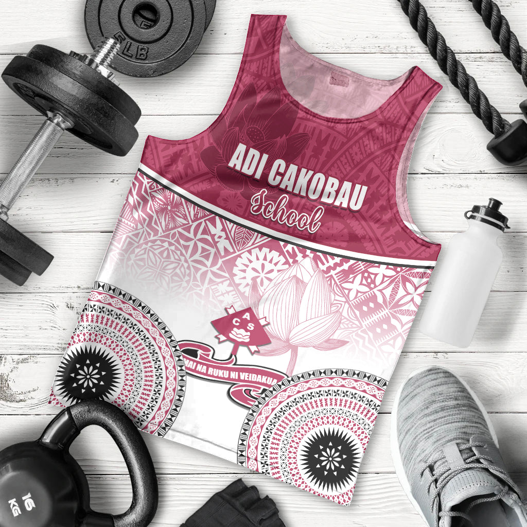 Personalized Adi Cakobau School Men Tank Top With Fijian Tapa Pattern LT05 Pink - Polynesian Pride