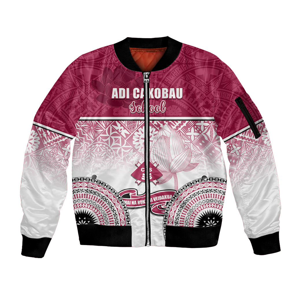 Personalized Adi Cakobau School Sleeve Zip Bomber Jacket With Fijian Tapa Pattern LT05 Unisex Pink - Polynesian Pride