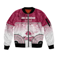 Personalized Adi Cakobau School Sleeve Zip Bomber Jacket With Fijian Tapa Pattern LT05 Unisex Pink - Polynesian Pride