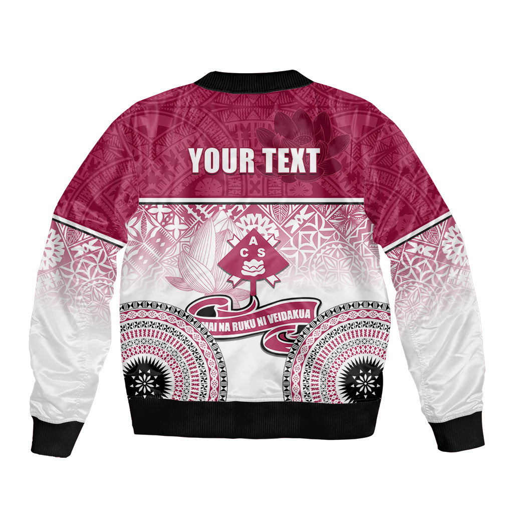 Personalized Adi Cakobau School Sleeve Zip Bomber Jacket With Fijian Tapa Pattern LT05 - Polynesian Pride