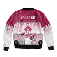 Personalized Adi Cakobau School Sleeve Zip Bomber Jacket With Fijian Tapa Pattern LT05 - Polynesian Pride