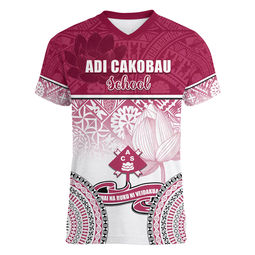 personalized-adi-cakobau-school-women-v-neck-t-shirt-with-fijian-tapa-pattern