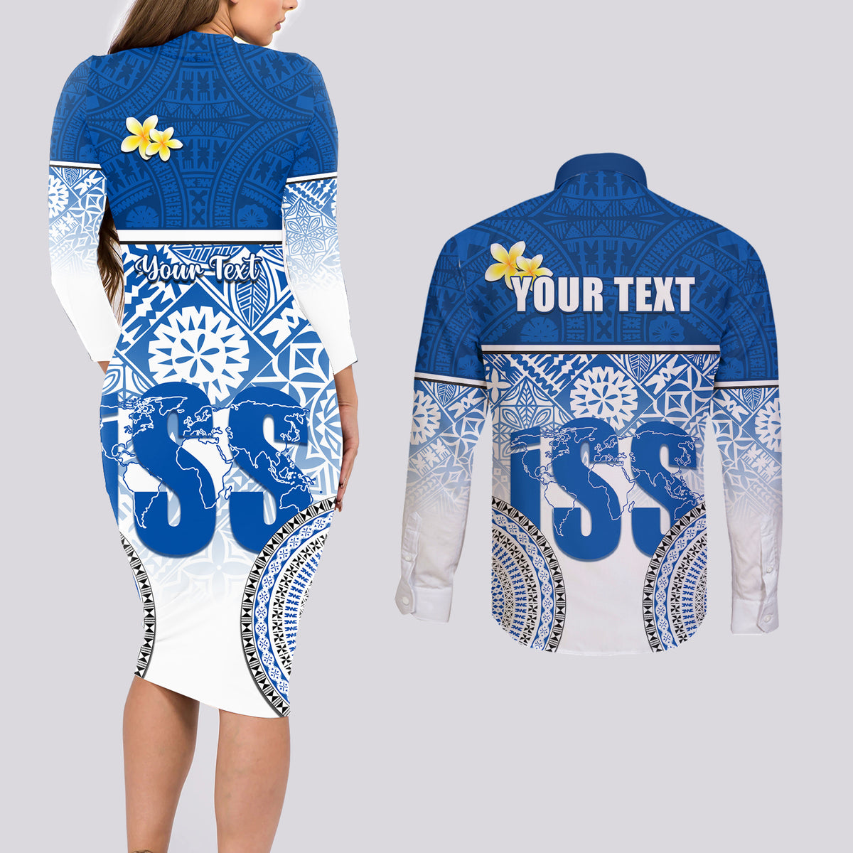 personalized-international-school-suva-couples-matching-long-sleeve-bodycon-dress-and-long-sleeve-button-shirts-with-fijian-tapa-pattern