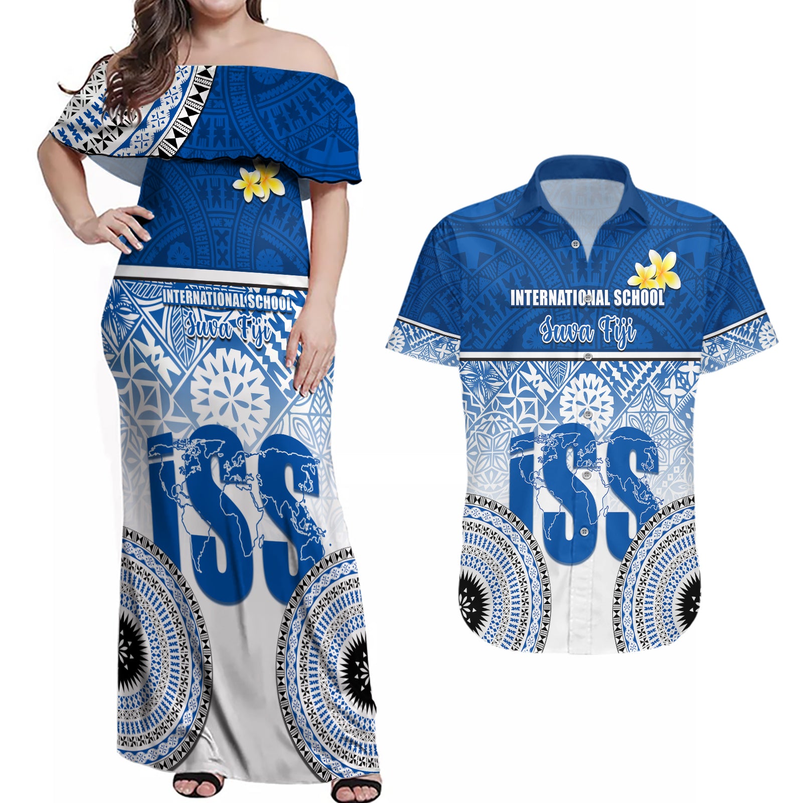 personalized-international-school-suva-couples-matching-off-shoulder-maxi-dress-and-hawaiian-shirt-with-fijian-tapa-pattern