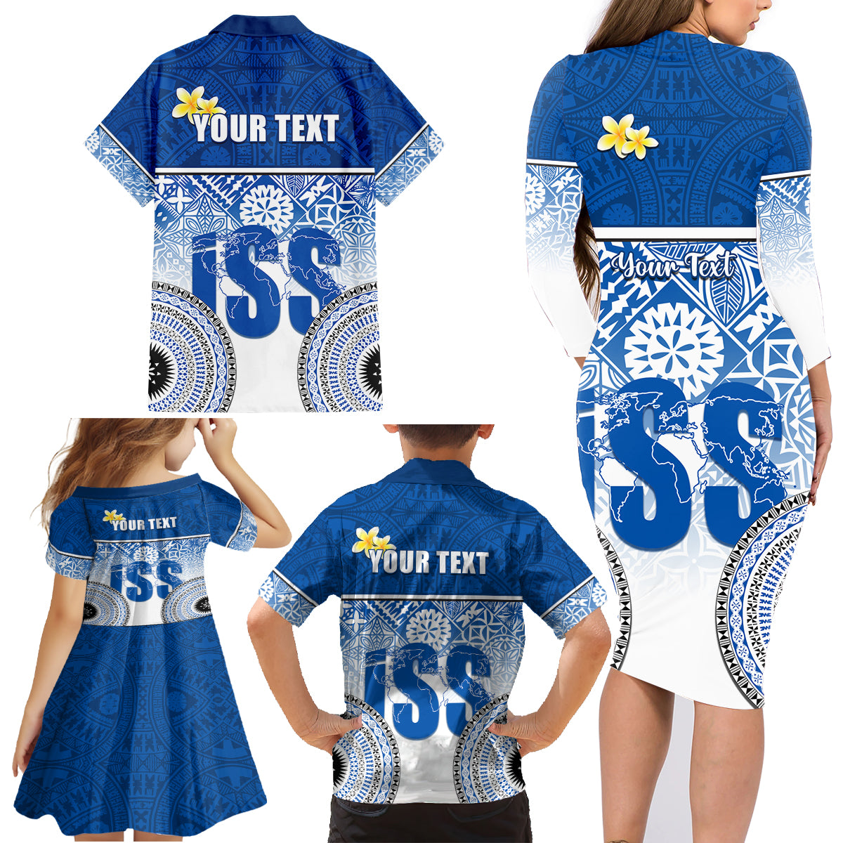 Personalized International School Suva Family Matching Long Sleeve Bodycon Dress and Hawaiian Shirt With Fijian Tapa Pattern LT05 - Polynesian Pride