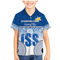 Personalized International School Suva Family Matching Mermaid Dress and Hawaiian Shirt With Fijian Tapa Pattern LT05 Son's Shirt Blue - Polynesian Pride