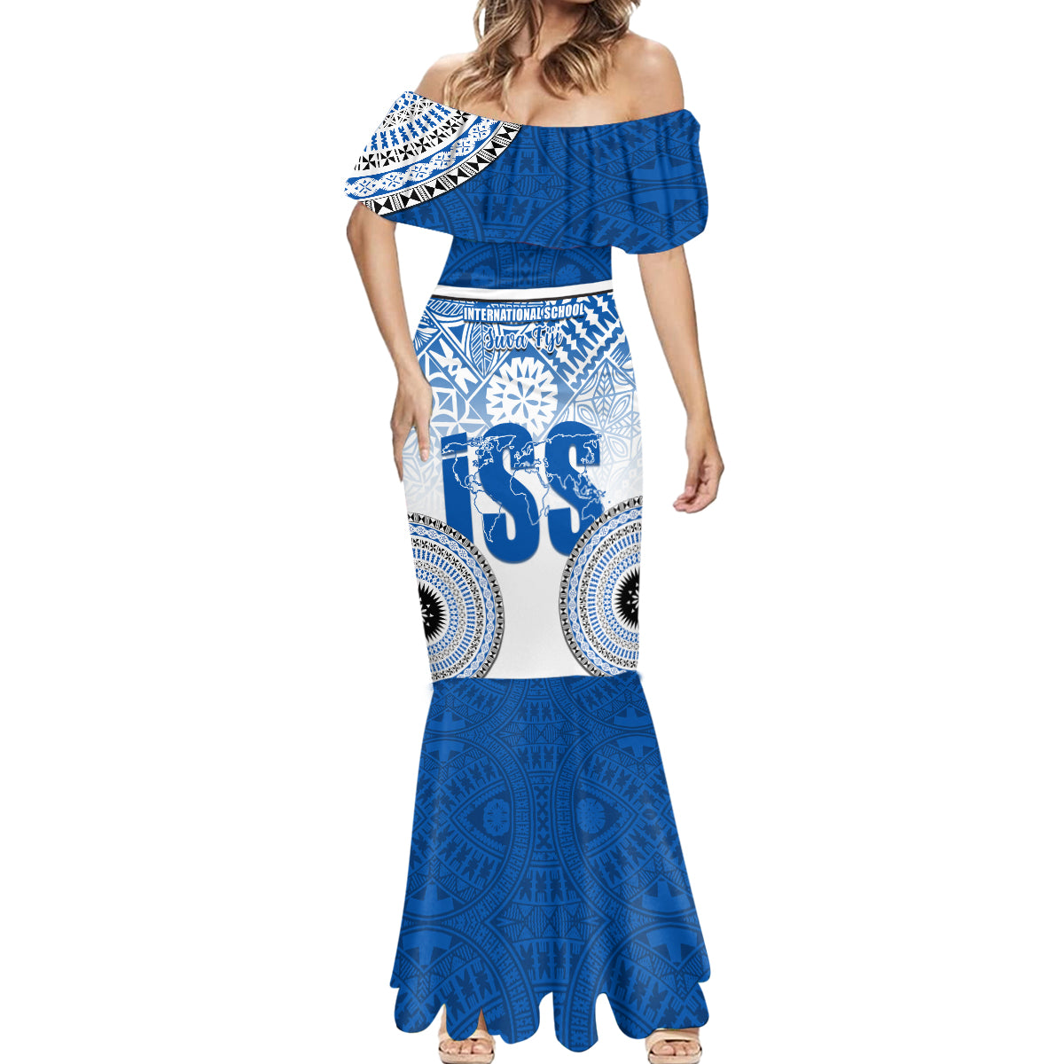 personalized-international-school-suva-mermaid-dress-with-fijian-tapa-pattern