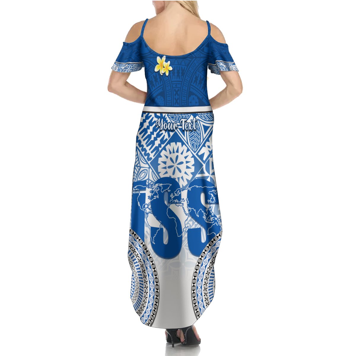 Personalized International School Suva Summer Maxi Dress With Fijian Tapa Pattern LT05 - Polynesian Pride