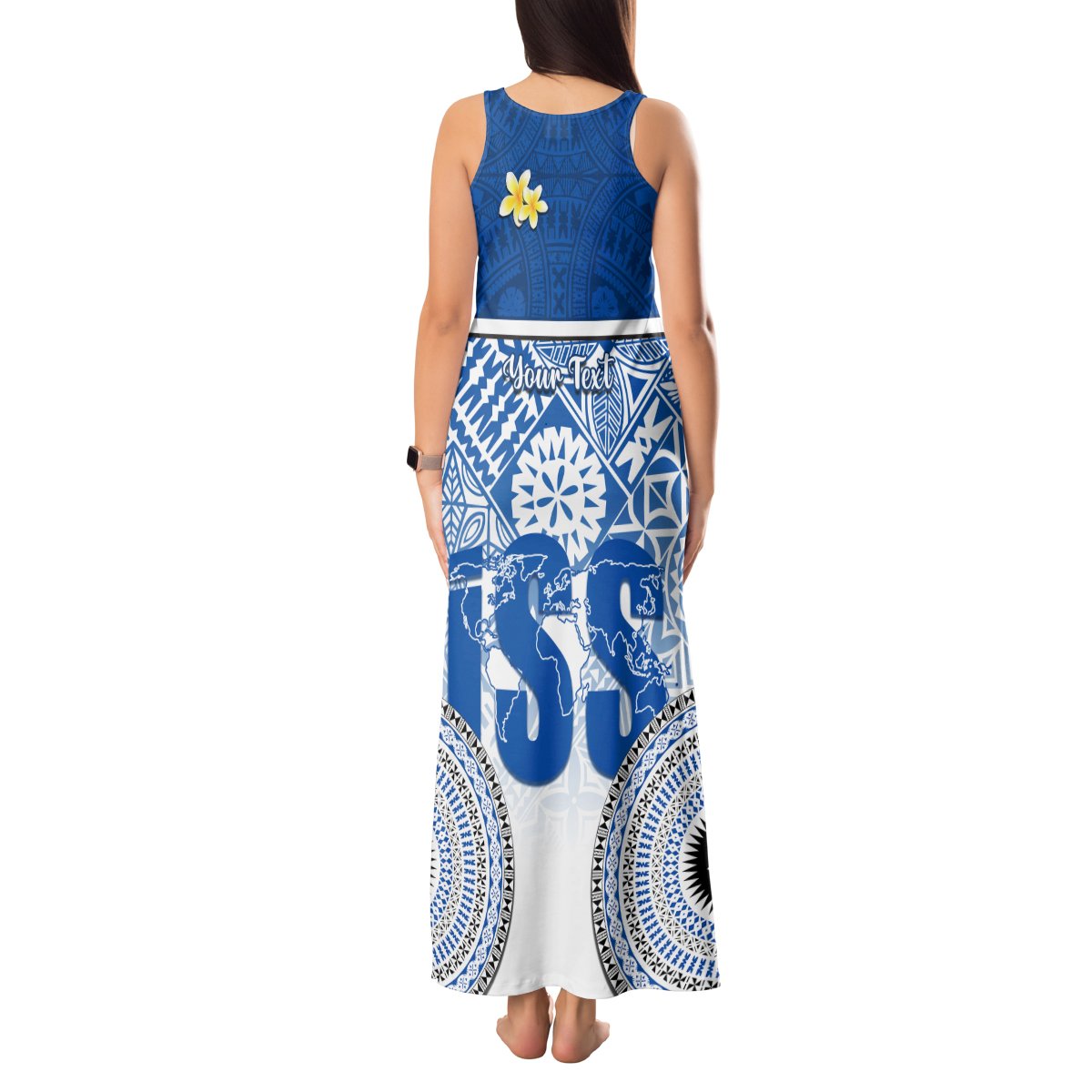 Personalized International School Suva Tank Maxi Dress With Fijian Tapa Pattern LT05 - Polynesian Pride