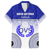 Personalized Queen Victoria School Family Matching Puletasi Dress and Hawaiian Shirt With Fijian Tapa Pattern LT05 Dad's Shirt - Short Sleeve Blue - Polynesian Pride