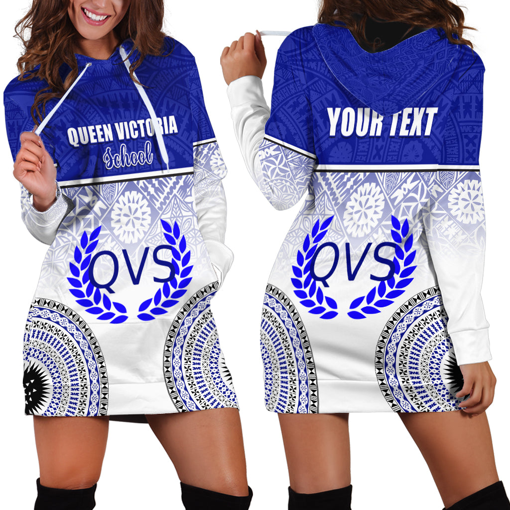 Personalized Queen Victoria School Hoodie Dress With Fijian Tapa Pattern LT05 - Polynesian Pride