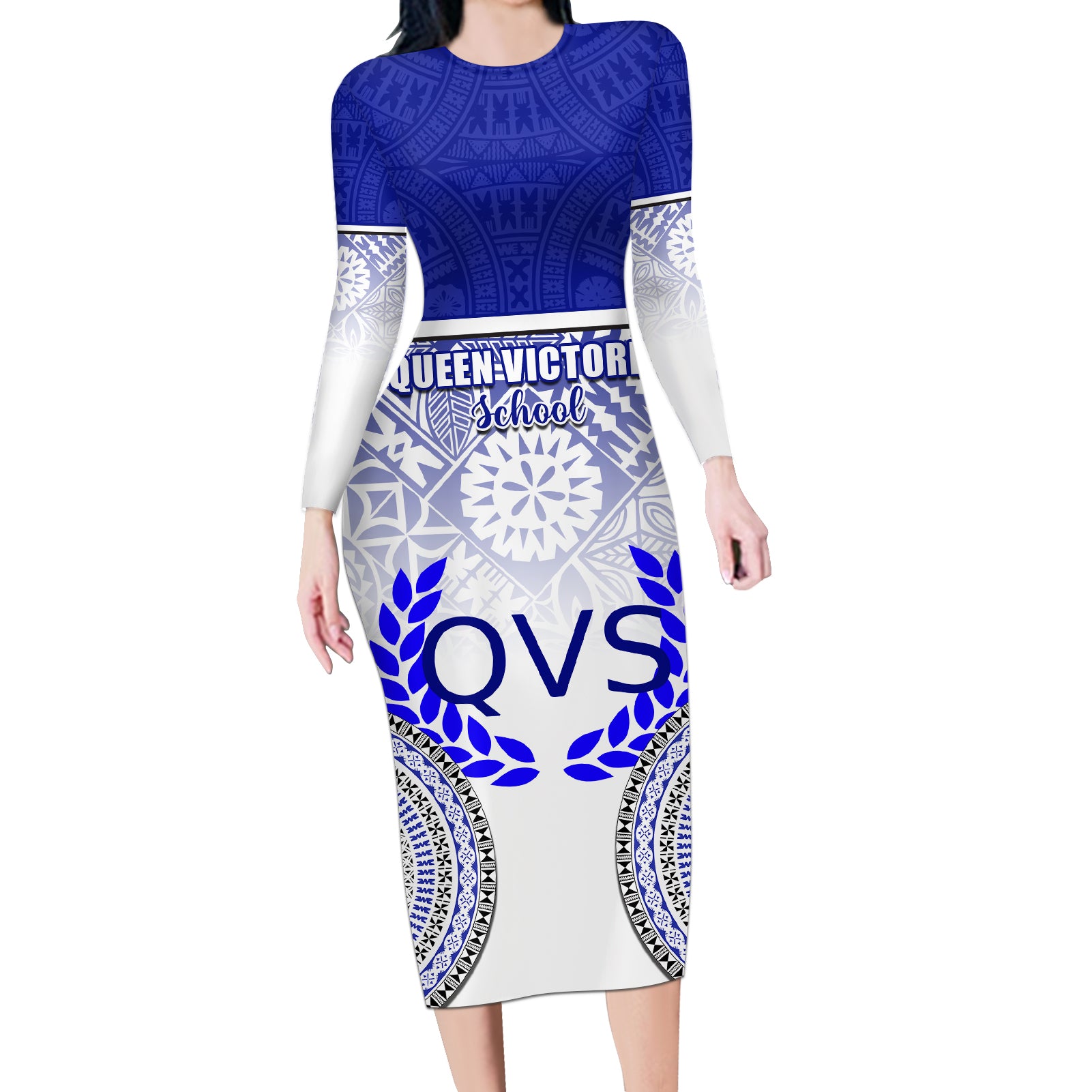 personalized-queen-victoria-school-long-sleeve-bodycon-dress-with-fijian-tapa-pattern