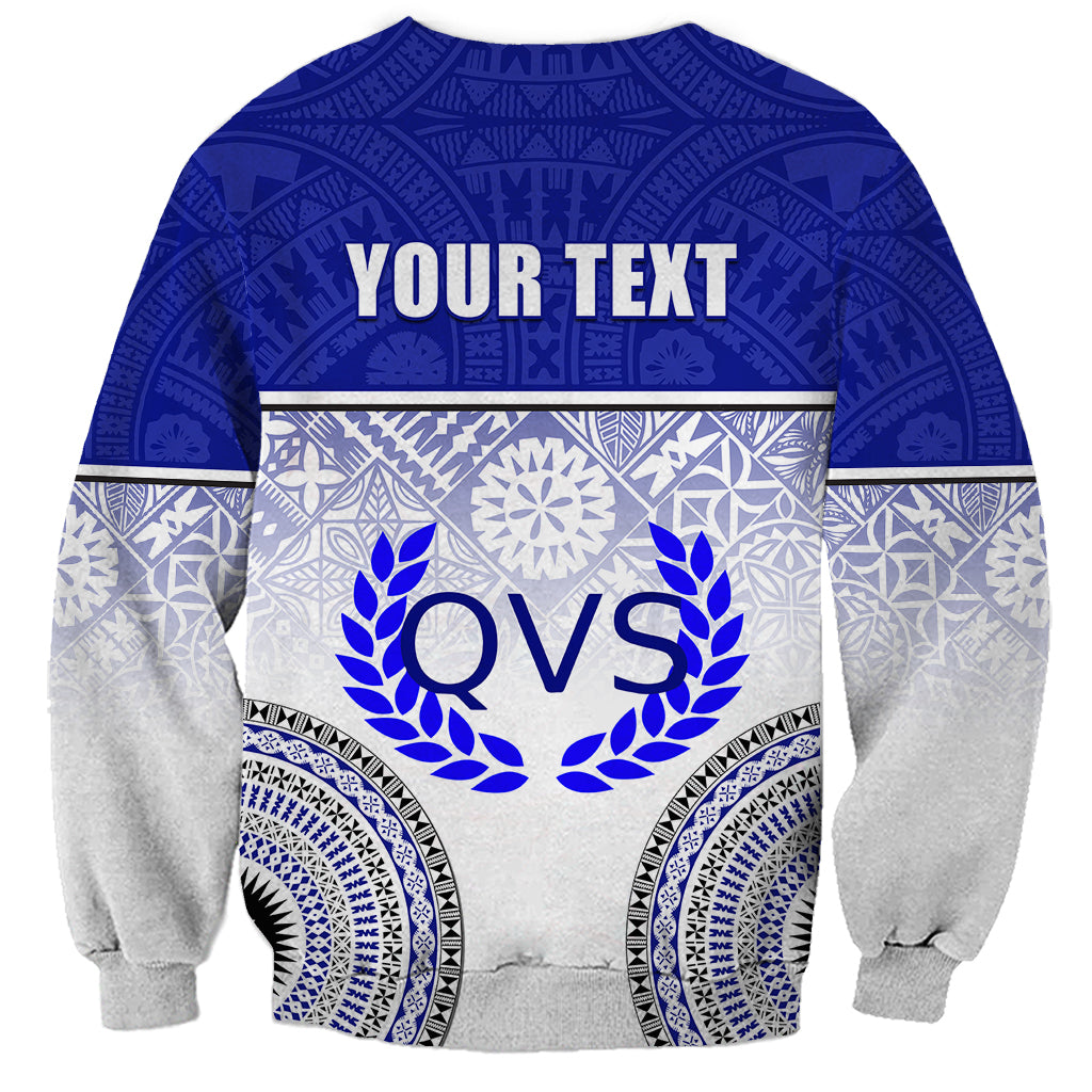 Personalized Queen Victoria School Sweatshirt With Fijian Tapa Pattern LT05 - Polynesian Pride
