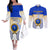 Personalized Ratu Kadavulevu School Couples Matching Off The Shoulder Long Sleeve Dress and Long Sleeve Button Shirts With Fijian Tapa Pattern LT05 Blue - Polynesian Pride