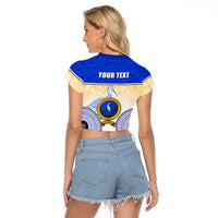 Personalized Ratu Kadavulevu School Raglan Cropped T Shirt With Fijian Tapa Pattern LT05 - Polynesian Pride