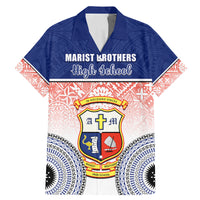 Personalized Marist Brothers High School Family Matching Mermaid Dress and Hawaiian Shirt With Fijian Tapa Pattern LT05 Dad's Shirt - Short Sleeve Blue - Polynesian Pride