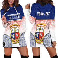 Personalized Marist Brothers High School Hoodie Dress With Fijian Tapa Pattern LT05 - Polynesian Pride