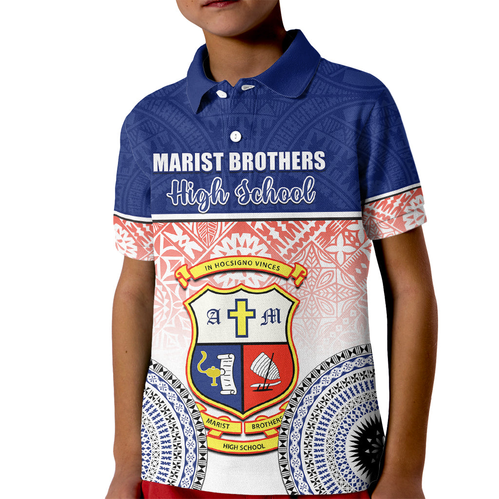 Personalized Marist Brothers High School Kid Polo Shirt With Fijian Tapa Pattern LT05 Kid Blue - Polynesian Pride