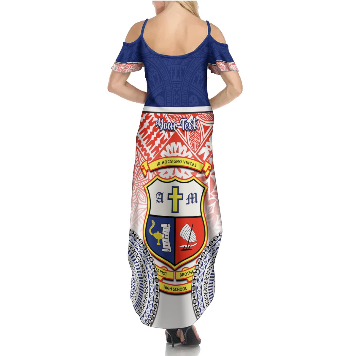 Personalized Marist Brothers High School Summer Maxi Dress With Fijian Tapa Pattern LT05 - Polynesian Pride
