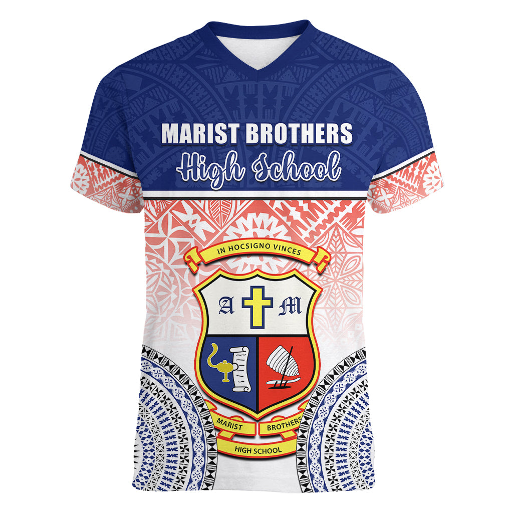 personalized-marist-brothers-high-school-women-v-neck-t-shirt-with-fijian-tapa-pattern