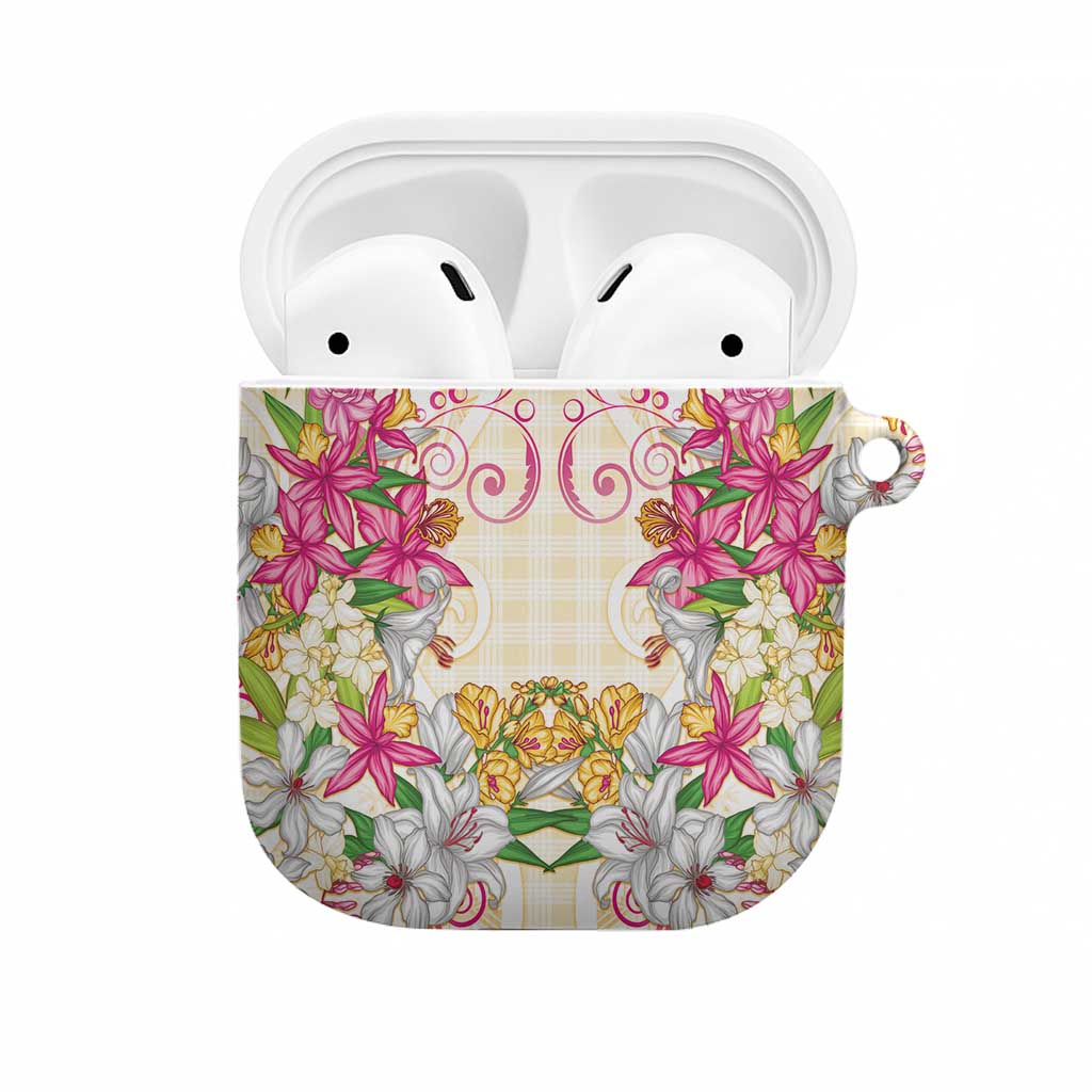 Hawaii Palaka AirPods Case Yellow Tribal Pattern With Tropical Flowers LT05 Yellow - Polynesian Pride