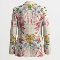 Hawaii Palaka Blazer Yellow Tribal Pattern With Tropical Flowers LT05 - Polynesian Pride