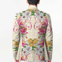 Hawaii Palaka Blazer Yellow Tribal Pattern With Tropical Flowers LT05 - Polynesian Pride