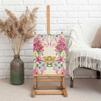 Hawaii Palaka Canvas Wall Art Yellow Tribal Pattern With Tropical Flowers LT05 - Polynesian Pride