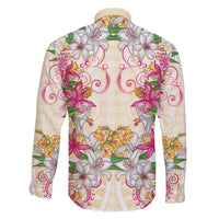 Hawaii Palaka Family Matching Off Shoulder Short Dress and Hawaiian Shirt Yellow Tribal Pattern With Tropical Flowers - Polynesian Pride