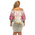 Hawaii Palaka Family Matching Off Shoulder Short Dress and Hawaiian Shirt Yellow Tribal Pattern With Tropical Flowers - Polynesian Pride