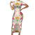 Hawaii Palaka Family Matching Short Sleeve Bodycon Dress and Hawaiian Shirt Yellow Tribal Pattern With Tropical Flowers - Polynesian Pride