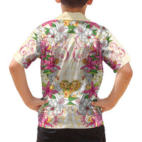 Hawaii Palaka Hawaiian Shirt Yellow Tribal Pattern With Tropical Flowers - Polynesian Pride
