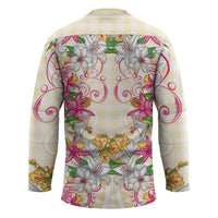 Hawaii Palaka Hockey Jersey Yellow Tribal Pattern With Tropical Flowers LT05 - Polynesian Pride