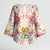 Hawaii Palaka Kimono Sleeve Blouse Yellow Tribal Pattern With Tropical Flowers - Polynesian Pride