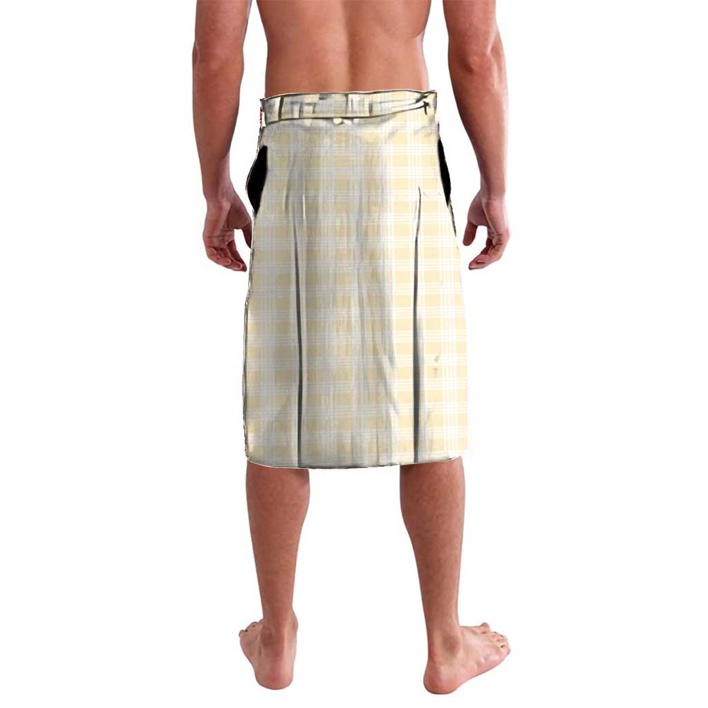 Hawaii Palaka Lavalava Yellow Tribal Pattern With Tropical Flowers - Polynesian Pride
