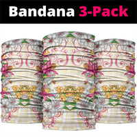 Hawaii Palaka Neck Gaiter Yellow Tribal Pattern With Tropical Flowers - Polynesian Pride