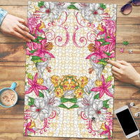 Hawaii Palaka Puzzle Yellow Tribal Pattern With Tropical Flowers LT05 Yellow - Polynesian Pride