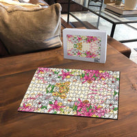 Hawaii Palaka Puzzle Yellow Tribal Pattern With Tropical Flowers LT05 - Polynesian Pride