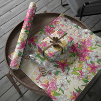 Hawaii Palaka Wrapping Paper Yellow Tribal Pattern With Tropical Flowers LT05 - Polynesian Pride