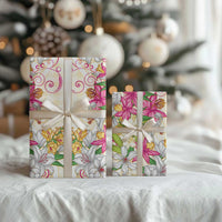 Hawaii Palaka Wrapping Paper Yellow Tribal Pattern With Tropical Flowers LT05 - Polynesian Pride