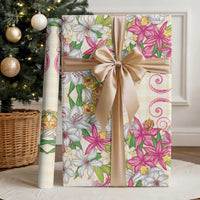 Hawaii Palaka Wrapping Paper Yellow Tribal Pattern With Tropical Flowers LT05 - Polynesian Pride