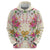 Hawaii Palaka Zip Hoodie Yellow Tribal Pattern With Tropical Flowers - Polynesian Pride