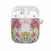 Hawaii Palaka AirPods Case White Tribal Pattern With Tropical Flowers LT05 White - Polynesian Pride
