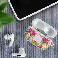 Hawaii Palaka AirPods Case White Tribal Pattern With Tropical Flowers LT05 - Polynesian Pride