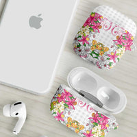 Hawaii Palaka AirPods Case White Tribal Pattern With Tropical Flowers LT05 - Polynesian Pride