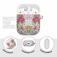Hawaii Palaka AirPods Case White Tribal Pattern With Tropical Flowers LT05 - Polynesian Pride