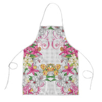 Hawaii Palaka Apron White Tribal Pattern With Tropical Flowers LT05 White - Polynesian Pride